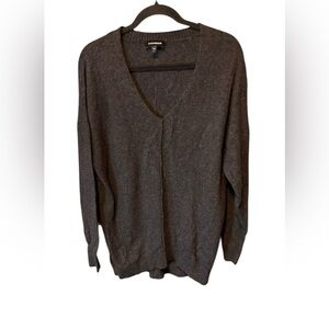 Express Oversized Charcoal V-Neck Sweater Size Small